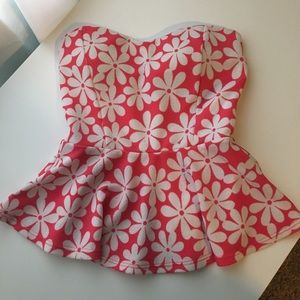 Strapless Peplum Top